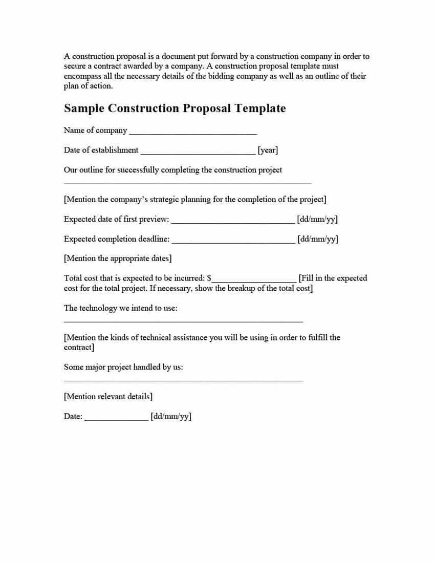 25+ Best Free Construction Proposal Templates to Download Now | Envato ...